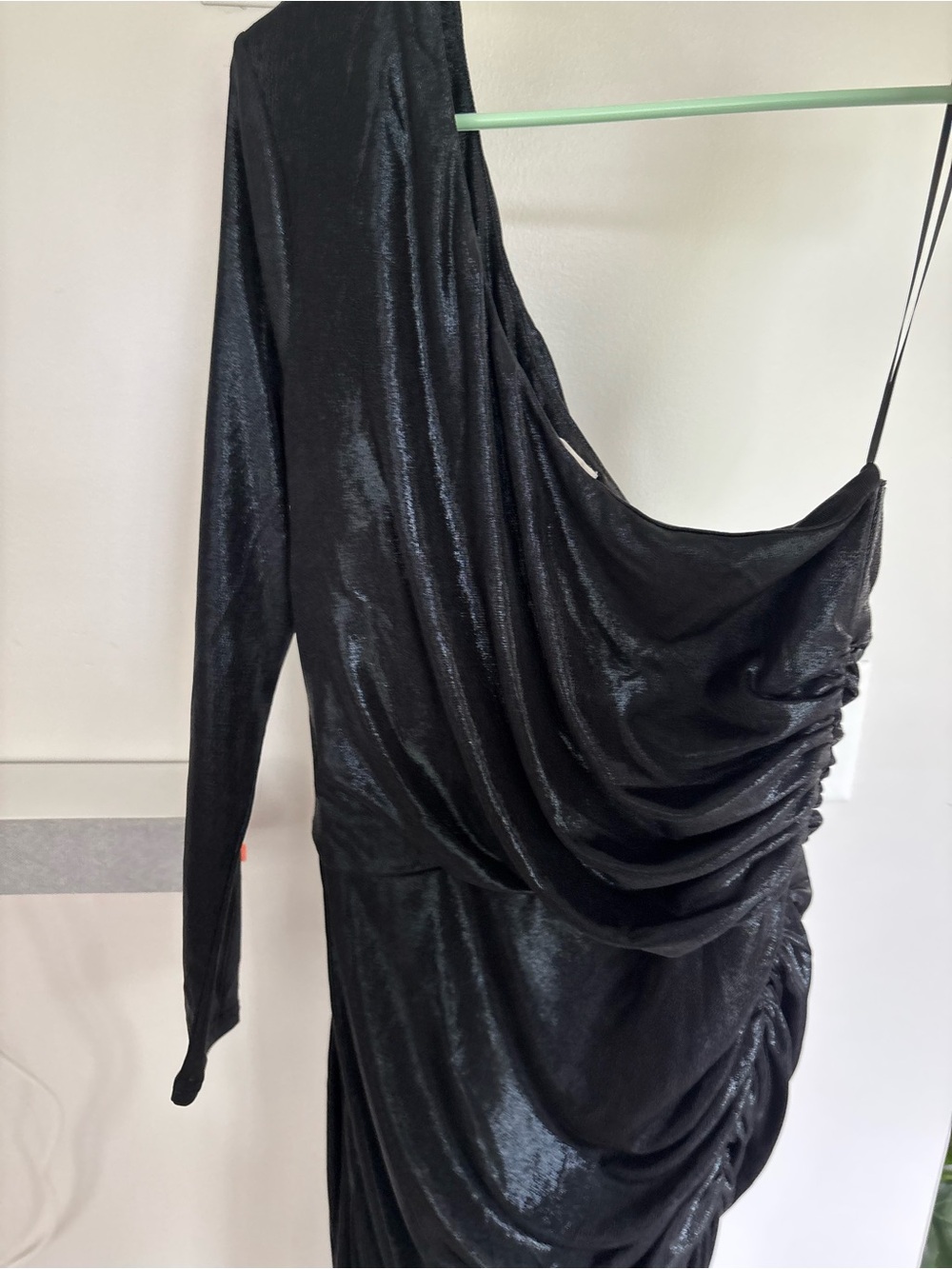 Promesa Black One-Shoulder Ruched Draped Cocktail Dress